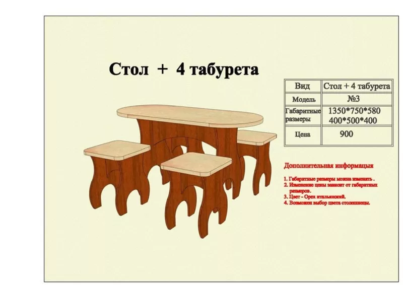 Стол + 4 табурета 3
