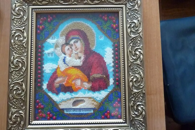 Икона Божией Матери Почаевская из бисера 3