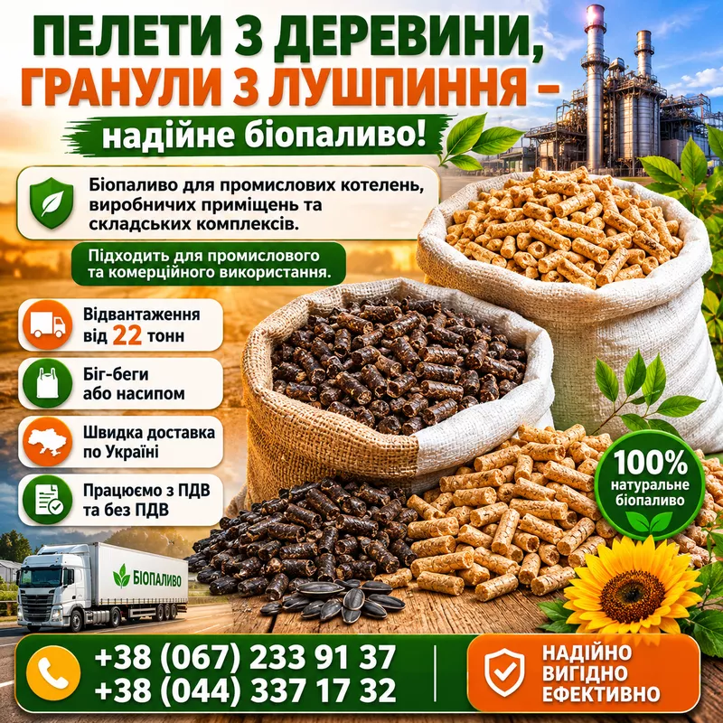Пелета з дерева і гранула з лушпиння